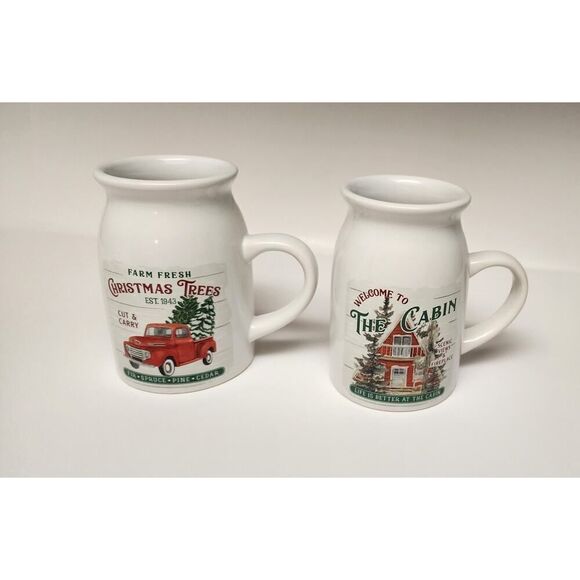 ANASTASIA SWEETS WINTER "CHRISTMAS TREE/ WELCOME TO THE CABIN"  MUG SET - Picture 1 of 10
